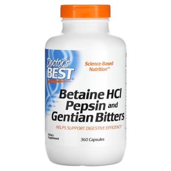 Doctor's Best Betaine HCl Pepsin & Gentian Bitters (горькая настойка из бетаин гидрохлорида, пепсина и горечавки)360 капсул
