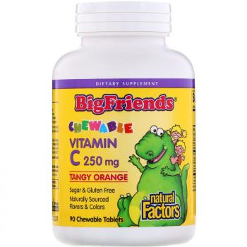 Natural Factors Big Friends Chewable Vitamin C (жевательный витамин С для детей) с апельсиновым вкусом 250 мг 90 жевательных таблеток