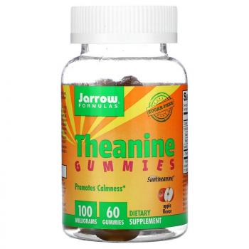 Jarrow Formulas Theanine Gummies (жевательные конфеты с теанином) без сахара яблочный вкус 100 мг 60 таблеток