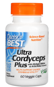 Doctor's Best Ultra Cordyceps Plus with Ginkgo Biloba and Artichoke Extracts (Кордицепс с экстрактами гинкго билоба и артишока) 60 растительных капсул