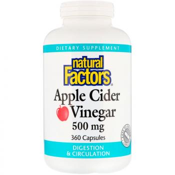 Natural Factors Apple Cider Vinegar (Яблочный уксус) 500 мг 360 капсул