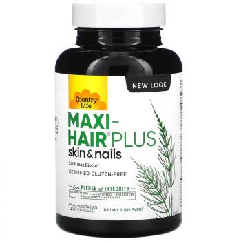 Country Life Maxi-Hair Plus (Комплекс для волос, кожи и ногтей) 120 вегетарианских капсул