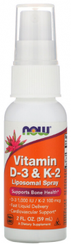 Now Foods Vitamin D-3 & K-2 Liposomal Spray (Витамины D3 и К2 липосомный спрей) 59 мл