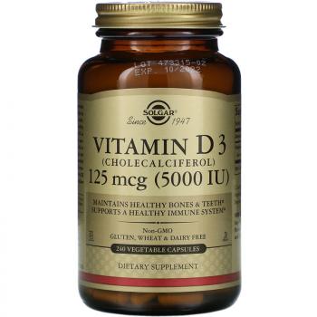 Solgar Vitamin D3 (cholecalciferol) 125 мкг 5000 IU 240 капсул.