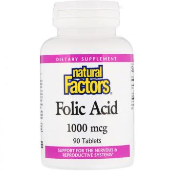 Natural Factors Folic Acid (Фолиевая кислота) 1000 мкг 90 таблеток