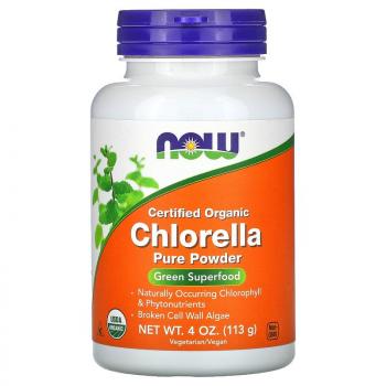 Now Foods Certified Organic Chlorella Pure Powder (Органическая хлорелла, чистый порошок) 113 гр