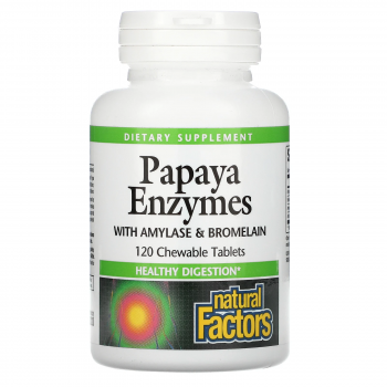Natural Factors Papaya Enzymes with Amylase & Bromelain (Ферменты Папайи с Амилазой и Бромелаином) 120 жевательных таблеток
