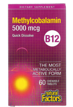 Natural Factors B12 Methylcobalamin (метилкобаламин) 5000 мкг 60 таблеток