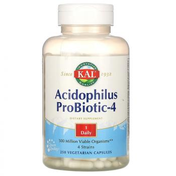 KAL Acidophilus Probiotic-4 (Пробиотик ацидофилус-4) 500 мг 250 вег. капсул