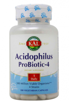 KAL Acidophilus Probiotic-4 (Пробиотик ацидофилус-4) 500 мг 100 вег. капсул