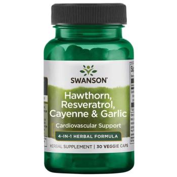 Swanson Hawthorn, Resveratrol, Cayenne & Garlic (Herbal Cardiovascular Care) 30 вег капсул, срок годности 03/2025