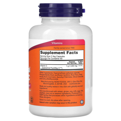 NOW Liposomal Vitamin C (Липосомальный витамин) 500 мг 120 капсул