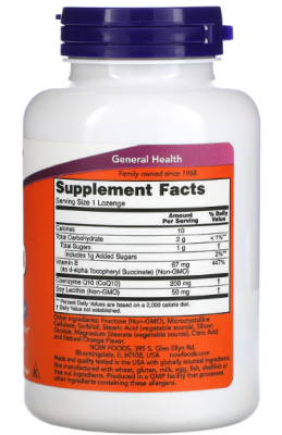 NOW Chewable CoQ10 with vitamin E & lecithin 200 мг 90 пастилок
