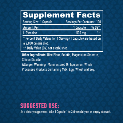 Haya Labs L-Tyrosine (L-тирозин) 500 мг 100 капсул