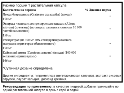 Swanson Hawthorn, Resveratrol, Cayenne & Garlic (Herbal Cardiovascular Care) 30 вег капсул