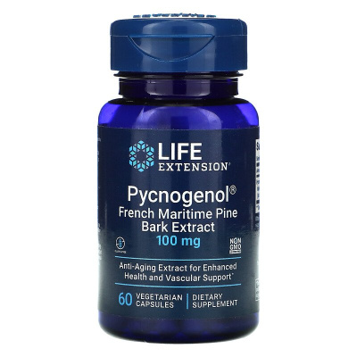 Life Extension Pycnogenol® (экстракт коры французской приморской сосны) 100 мг 60 капсул