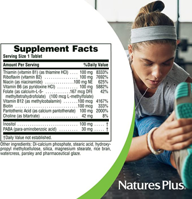 NaturesPlus MEGA B-100 COMPLEX S/R 90 таблеток, срок годности 07/2025