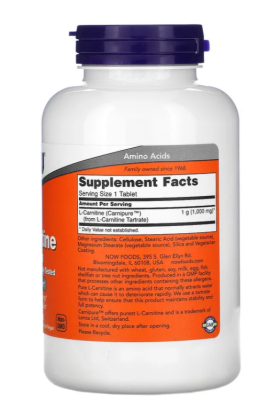 NOW L-Carnitine (L-карнитин) 1000 мг 100 таблеток