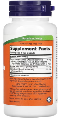 NOW Black Cohosh Root (Корень клопогона) 80 мг 90 вег капсул