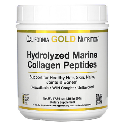 California Gold Nutrition Hydrolyzed Marine Collagen Peptides (пептиды из морского коллагена премиального качества) без вкуса 500 гр