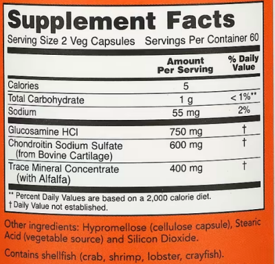 NOW Glucosamine & Chondroitin (глюкозамин и хондроитин) 120 капсул