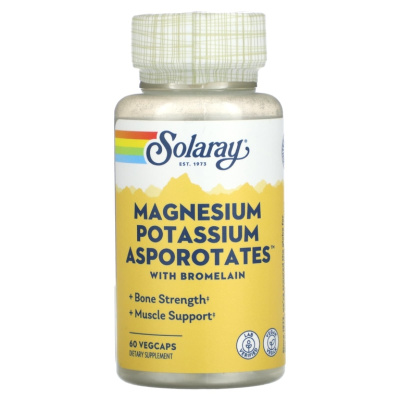 Solaray Magnesium Potassium Asporotates (Аспоротат магния и калия с бромелайном) 60 капсул