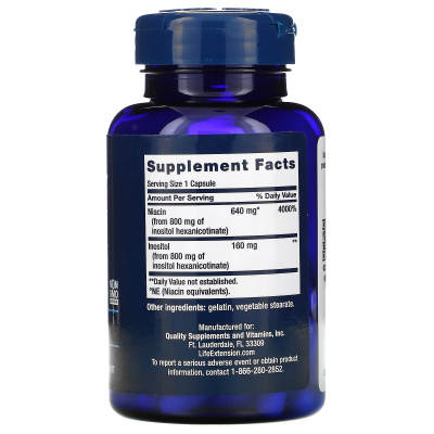 Life Extension No Flush Niacin (Ниацин без покраснений) 640 мг 100 капсул