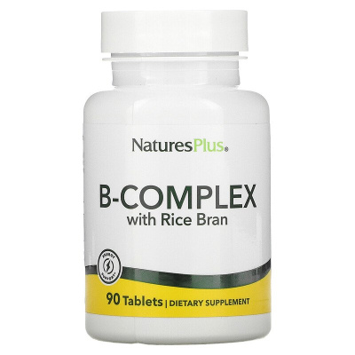 NaturesPlus B-Complex with Rice Bran (Комплекс витаминов группы B с рисовыми отрубями) 90 таблеток
