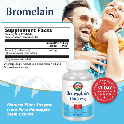 KAL Bromelain (Бромелаин) 1000 мг 90 таблеток