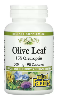 Natural Factors Olive Leaf (оливковый лист) 500 мг 90 капсул