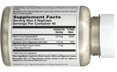 KAL D-3 Mag Glycinate 125 mcg/170 mg (Глицинат магния D-3 125 мкг / 170 мг) 90 вегетарианских капсул