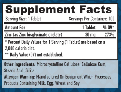 Haya Labs Chelated Zinc (Хелатированный Цинк) 30 мг 100 таблеток