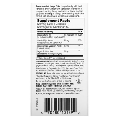 Enzymedica Vegan D3 + K2 60 капсул