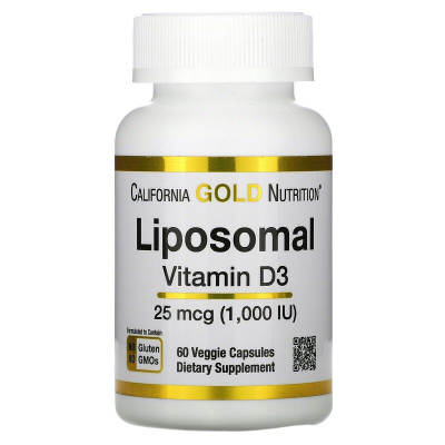California Gold Nutrition Liposomal Vitamin D3 (липосомальный витамин D3) 25 мкг (1000 МЕ) 60 капсул