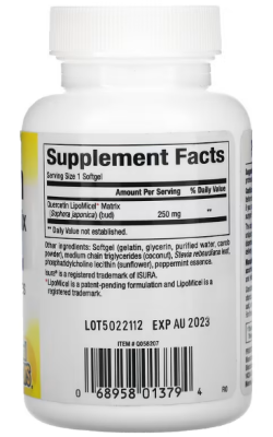 Natural Factors Quercetin LipoMicel Matrix (Кверцетин в мицеллярной форме LipoMicel) 30 мягких капсул с жидкостью