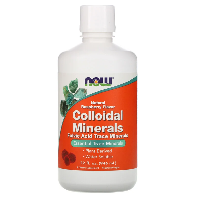 NOW Colloidal Minerals (Коллоидные минералы) со вкусом малины 946 мл