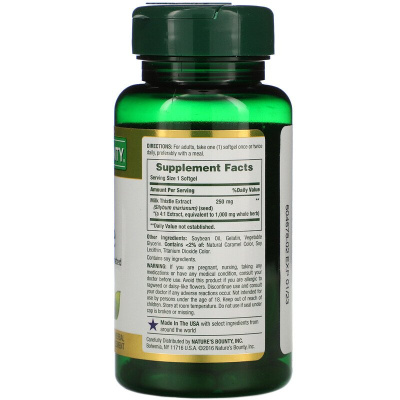 Nature's Bounty Milk Thistle (Расторопша) 1000 мг 50 капсул с быстрым высвобождением