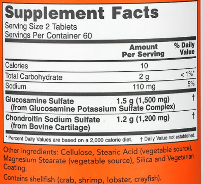 NOW Glucosamine & Chondroitin Extra Strength (Глюкозамин и хондроитин экстра сила) 120 таблеток