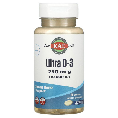 KAL Ultra D-3 (витамин D3) 250 мкг (10 000 МЕ) 90 капсул