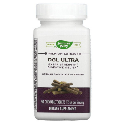 Nature's Way DGL Ultra Extra Strength Digestive Relief German Chocolate 75 мг 90 жевательных таблеток