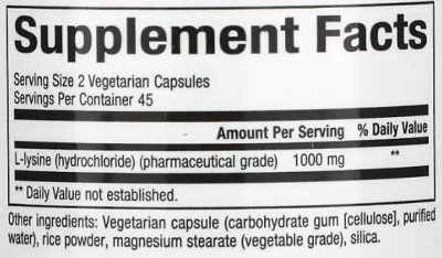 Natural Factors L-Lysine (L-лизин) 500 мг 90 вегетарианских капсул