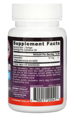 Jarrow Formulas Astaxanthin (Астаксантин) 12 мг 30 мягких таблеток
