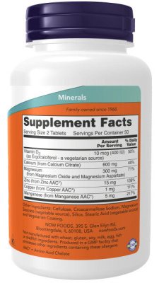 NOW Calcium Citrate w/min (Цитрат кальция) 100 таблеток