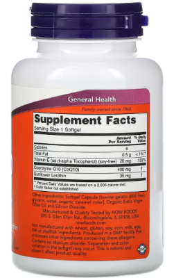 Now Foods CoQ10 400 мг 60 гелевых капсул