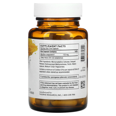 Thorne Research Bacillus Coagulans Probiotic (Пробиотик Bacillus Coagulans) 60 капсул
