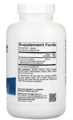 Lake Avenue Nutrition St. John's Wort Extract (Экстракт зверобоя) 300 мг 240 вег капсул