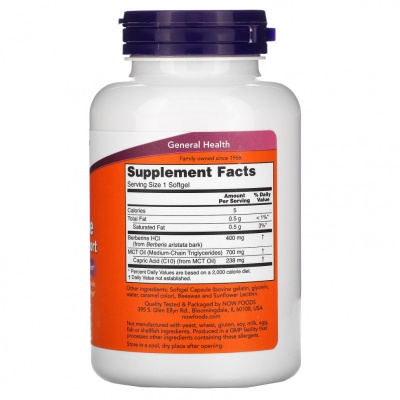 NOW Berberine Glucose Support (Берберин Поддержка Глюкозы) 90 гелевых капсул
