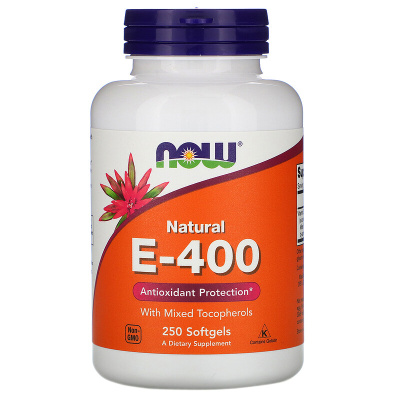 NOW Natural E-400 with Mixed Tocopherols (Натуральный Витамин Е Смесь Токоферолов) 250 капсул