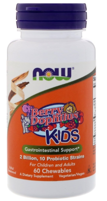 NOW Berry Dophilus для детей 2 млрд 60 жевательных таблеток