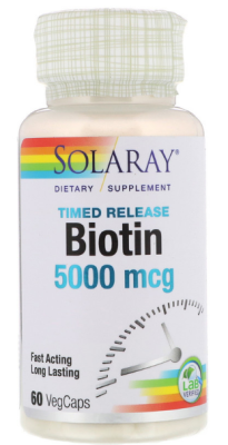 Solaray Biotin Timed Release (Биотин замедленного высвобождения) 5000 мкг 60 капсул
